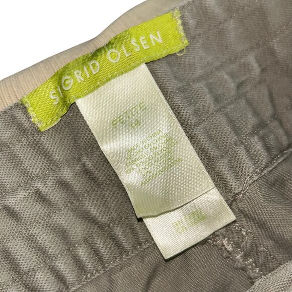 Sigrid Olsen Pants Womens Tan 100% Linen Blend  Capri Front Tie Poet Crop 14 P - Picture 5 of 12